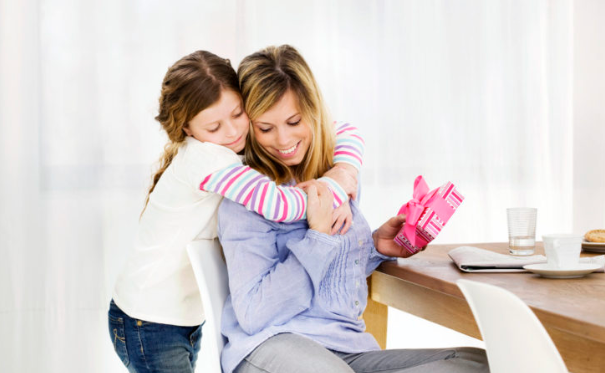 Daughter gifting her mom during her birthday